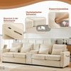 Ball & Cast Sofa mit 2 Getränkehaltern und 2 USB-Anschlüssen, Couch mit Schlaffunktion für Wohnzimmer, Wohnung, Büro, 290x83 cm, Beige Bild 5
