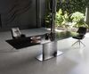 Esstisch Edge 200-300x100 Reliefglas Rauchschwarz 3D-Design Wave Edelstahl ausziehbar Bild 2