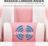 GTPLAYER Gaming Stuhl Bürostuhl Massage Gaming Sessel Ergonomischer Gamer Stuhl mit Fußstütze, Kopfstütze Massage-Lendenkissen, Gepolstert Gaming Chair, Drehsessel, rosa Bild 3