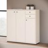 Forte TEMPRA 2 Kommode 100 110, Moderne Kommode 3-türig, 2 Schubladen, Schlafzimmer, Wohnzimmer, Büro, Holzwerkstoff, Kaschmir|Beige, 108,8 cm breit x 111,1 cm hoch x 34,8 cm tief Bild 2