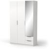 Demeyere 391369, Spiegel & Kleiderschrank, modern, 3 Türen, 2 Schubladen, 4 Fächer, Mattweiß, 119,4 x 51,1 x 203 cm, Holzwerkstoff, grau Bild 4