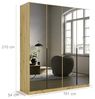 Rauch Möbel Skyla, Kleiderschrank für Schlafzimmer, Kinderzimmer, Jugendzimmer, Garderobe, Flur, 4-türig mit Grauspiegel, Griffstangen Grau metallic, Farbe Eiche Artisan, Holz, Maße 181 x 210 x 54 cm Bild 2