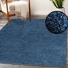 Teppich Wohnzimmer Hochflor Shaggy - 150x150cm - Blau Einfarbig Uni Flauschig Modern Boho Deko Teppiche Weich Schlafzimmer Bild 5