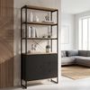 FINEBUY Bücherregal FB116813 Standregal 180cm Stauraumregal Mehrzweckregal Eiche Dekor, Großes Regal im angesagten Industrial-Look, Viel Stauraum dank Schubladen und Türfächern Bild 2