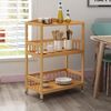 sogesfurniture Bambus Rollwagen Küchenwagen Servierwagen mit 3 Ablage und Rollen, mobiler Allzweckwagen Beistellwagen für Küche, Flur, Bad, Balkon, KS-ZC05-BH Bild 3