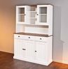 Dmora Sideboard mit drei Türen und drei Schubladen mit oberer Vitrine, weiß mit braunen Details, 131 x 181 x 45 cm Bild 4