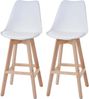 2er-Set Barhocker Malmö T501, Retro Design ~ weiß, Sitzfläche Kunstleder weiß, helle Beine Bild 4