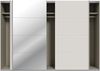 Forte SOPHISTISPACE Kleiderschrank 300, moderner Schwebetürenschrank, 3-türig, Einlegeböden, Kleiderstangen, Spiegel, Holzwerkstoff, Kaschmir|Beige, 299,8 cm breit x 210,5 cm hoch x 62,9 cm tief Bild 5