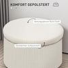 HOMCOM Sitzhocker Ottomane mit Stauraum Hocker mit Deckel (Fußhocker mit Cord-Optik, 1 St, Runder Polsterhocker), für Wohnzimmer, Schlafzimmer Beige Bild 5