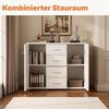 Sweetcrispy Kommode, Weißes Sideboard mit 4 Schubladen & 2 Türen, Viel Stauraum für Wohnzimmer, Flur & Schlafzimmer, Moderner Kommodenschrank, 88 × 30 × 64 cm Bild 4