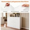 Sweetcrispy Kommode, Weißes Sideboard mit 4 Schubladen & 2 Türen, Viel Stauraum für Wohnzimmer, Flur & Schlafzimmer, Moderner Kommodenschrank, 88 × 30 × 64 cm Bild 5