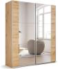 rauch Kleiderschrank; Schwebetürenschrank KRONACH, 2-türig, 2 Spiegeltüren, Eiche Artisan, 175 x 210 x 59xcm