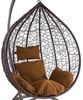 Luxus Hängesessel Miami XXL Polyrattan Korb braun Gestell braun Kissen Hellbraun Bild 3