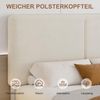 VECELO Polsterbett 140x200 cm, Doppelbett mit Höhenverstellbarem Kopfteil, Baumwoll Leinen Stoff, Stabiler Lattenrost, Geräuscharm und Einfach montierbar, für Gästezimmer, Beige(Ohne Matratze) Bild 3