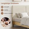 VECELO Polsterbett 140x200 cm, Doppelbett mit Höhenverstellbarem Kopfteil, Baumwoll Leinen Stoff, Stabiler Lattenrost, Geräuscharm und Einfach montierbar, für Gästezimmer, Beige(Ohne Matratze) Bild 5