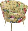 Kare Design Sessel Lily Gold Flower Fever, Gelb, 77 x 85 x 78 cm, Relaxsessel, Blumenmotiv, Samtoptik, Wohnzimmer Bild 2