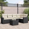 vidaXL 6-tlg. Garten-Sofagarnitur mit Kissen Schwarz Poly Rattan 3251273 Bild 2