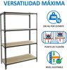 Simon Rack Schwerlastregal, 1500 x 1100 x 500 mm, Bis 200 kg Belastbar, 4 Verstellbare Ablagen, MDF-Platten, Kellerregal, Lagerregal, Anthrazit/Holz - Maderclick Bild 4