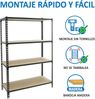 Simon Rack Schwerlastregal, 1500 x 1100 x 500 mm, Bis 200 kg Belastbar, 4 Verstellbare Ablagen, MDF-Platten, Kellerregal, Lagerregal, Anthrazit/Holz - Maderclick Bild 5