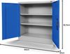 Jan Nowak Kleiner Aktenschrank C001B Büroschrank mit Flügeltüren Metallschrank Lagerschrank Pulverbeschichtet Stahlblech Abschließbar 92,5 x 90 x 40 cm (H x B x T) (grau/blau) Bild 3