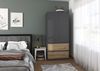 Rauch Möbel Costa, Kleiderschrank für Schlafzimmer, Kinderzimmer, Babyzimmer, Garderobe, Flur, 2-türig, 2 Schubladen, Push-to-Open, mit Zubehör Classic, Farbe Grau metallic, Schwarz, Breite 91 cm Bild 2