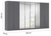 Rauch Möbel Alabama, Kleiderschrank für Schlafzimmer, Kinderzimmer, Wohnzimmer, Garderobe, Flur, 8-türig, Spiegel, mit Zubehör Classic, Farbe Grau metallic, Schwarz, Breite 360 cm Bild 3