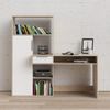 Multifunktionsschreibtisch mit Bücherregal, Schublade und Tür, Farbe Weiß und Eiche, 162 x 155 x 60 cm Bild 2
