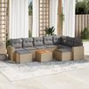 vidaXL 10-tlg. Garten-Sofagarnitur mit Kissen Beige Poly Rattan 3224407 Bild 2
