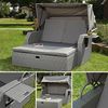 Melko Strandkorb Gartenliege Loungeliege Sonnenliege Polyrattan Grau inkl. Sonnendach, BxTxH: 145x143x130 cm, Halblieger, Universal, (Stück, Gartenliege mit Hocker), Kissen inkl. Reißverschluss, daher abnehm- und waschbar Bild 3