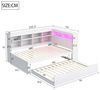 Odikalo Ausziehbett Daybett Schlafsofa USB LED Regal Ablagefächern Stauraum Weiß 90x200cm Bild 2