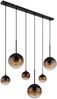 Pendelleuchte, Metall, Glas, rauchfarben, 6 Flammig, H 117cm Bild 3