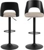 AC Design Furniture Lucia Höhenverstellbarer Barhocker 2er Set, Moderner Barhocker mit Schwarzer Rückenlehne, Sitzkissen in Beige und Trompetenfuß aus Metall, Hochstühle mit Drehfunktion Bild 3