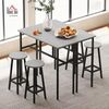 HOMCOM Bargruppe Bartisch-Set im Industriedesign, (Set, 6-tlg), 6-teilig Essgruppe 2 Bartisch mit 4 Stühlen Grau, Schwarz Bild 2