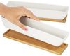 Belle Vous Blumentopf Weiße Sukkulentenpflanzentöpfe mit Bambus-Tablett (2 Stück), White Succulent Plant Pots with Bamboo Tray (2 pcs) Bild 3