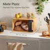 Praknu Brotkasten Brotkasten klein aus FSC® Holz mit Schiebetür - Brotaufbewahrung, Bambus, FSC® Holz - Platzsparend und stilvolle Brotbox für längere Frische Bild 2