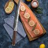 Wakoli Tranchiermesser Nussbaum Damast Sashimi Kochmesser 25 cm Klinge Nussbaumholzgriff, Damaststahl, VG10, Nussbaumholz Bild 2