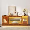 YITAHOME TV-meubel, Retro brandhout, 148 * 32 * 51cm, in hoogte verstelbare glazen Plank, 144cm RGB zevenkleurige lichtstrip, inclusief afstandsbediening met knoopbatterij Bild 5