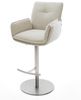 Barstuhl Nela-Flex Webstoff Soft Beige Drehfuß höhenverstellbar Edelstahl Silberfarben Bild 2