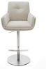 Barstuhl Nela-Flex Webstoff Soft Beige Drehfuß höhenverstellbar Edelstahl Silberfarben Bild 3