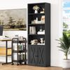 YITAHOME Bücherregal, Bodenstehend Standregal mit Schrank, Industrieregale, Lagerregal, Holzwürfelregal, Hoher Lagerschrank für Wohnzimmer, Arbeitszimmer, Küche, Heimbüro, Schwarz Bild 3