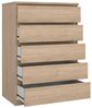 Dmora - Kommode Georgette, Mehrzweckkommode, Schlafzimmerkommode, Schrank mit Schubladen, 77x50 h111 cm, Eiche Bild 4