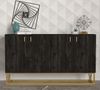 Sideboard Theodora Rebab 2 Türig 3 Schubladen Gold mit Metall Füße Bild 2