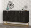 Sideboard Theodora Rebab 2 Türig 3 Schubladen Gold mit Metall Füße Bild 4