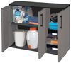 Dmora - Gesves Outdoor-Garderobe, Mehrzweck-Balkonschrank, 3-türiger Outdoor-Kleiderschrank, 100% Made in Italy, 102 x 37 x 84 cm, Grau und Schwarz, gestreifte Oberfläche Bild 3