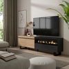 Skraut Home | TV-Schrank, Lowboard | für Wohnzimmer und Esszimmer | 200 x 57 x 35 cm | Für TV-Geräte bis zu 80" | Elektrokamin. Maße | Industriedesign | Moderner Stil | Eiche Schwarz Bild 2
