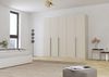 Rauch Möbel Alabama, Kleiderschrank, Garderobe, 5-türig, Zubehör Premium, 3 Kleiderstangen, 6 Einlegeböden, Schubladeneinsatz, Farbe Beige, Griff Grau metallic, 226 x 210 x 54 cm Bild 2