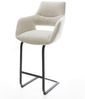 Barstuhl Yago-Flex Webstoff Soft Beige Freischwinger Flach Metall Schwarz Taschenfederkern Bild 2