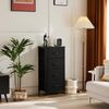 Sweetcrispy Kommode mit 4 Schubladen, Stoff Schubladenschrank, Schmal Schrank, Kommode Schlafzimmer, Industrial Stil für Wohnzimmer, Kinderzimmer, Flur Aufbewahrungsschrank, Schwarz Bild 2