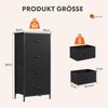 Sweetcrispy Kommode mit 4 Schubladen, Stoff Schubladenschrank, Schmal Schrank, Kommode Schlafzimmer, Industrial Stil für Wohnzimmer, Kinderzimmer, Flur Aufbewahrungsschrank, Schwarz Bild 3