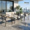 Outsunny Sitzgruppe mit 2er Sofa, 2 Sessel, Metall-Tisch, Fußpads, (Gartenlounge, 4-tlg, Gartenmöbel Set), für Garten Balkon Cremeweiß Bild 2